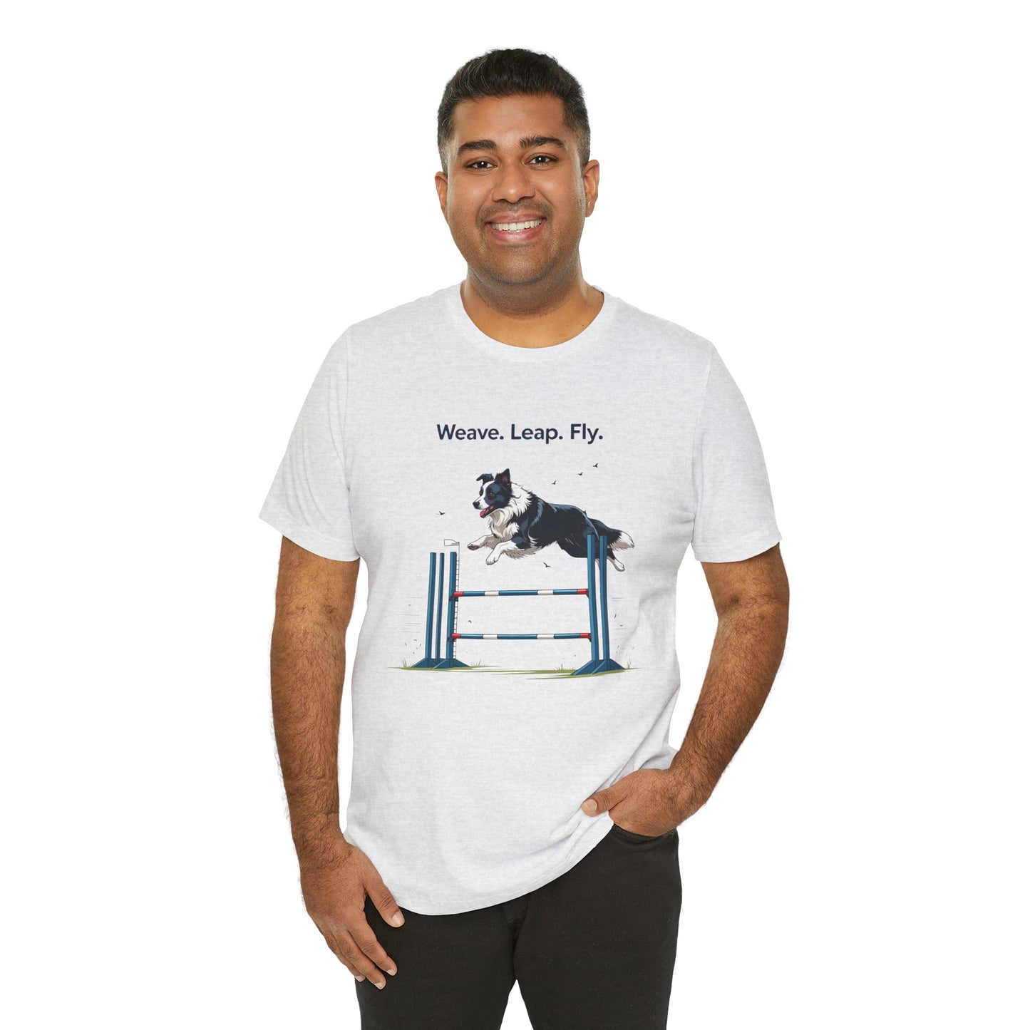 Dog Agility Spirit T-Shirt, Weave Leap Fly Tee, Gifts for Dog Lovers, Pet Enthusiasts, Animal Lovers T-Shirt, Casual Wear, Dog Show Gear