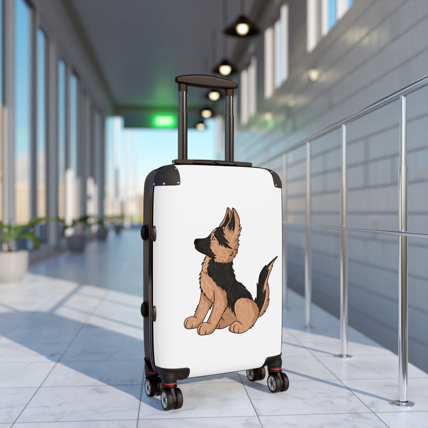 Personalized Dog Lover Suitcase - Featuring Cute German Shepherd Puppy Looking Upward