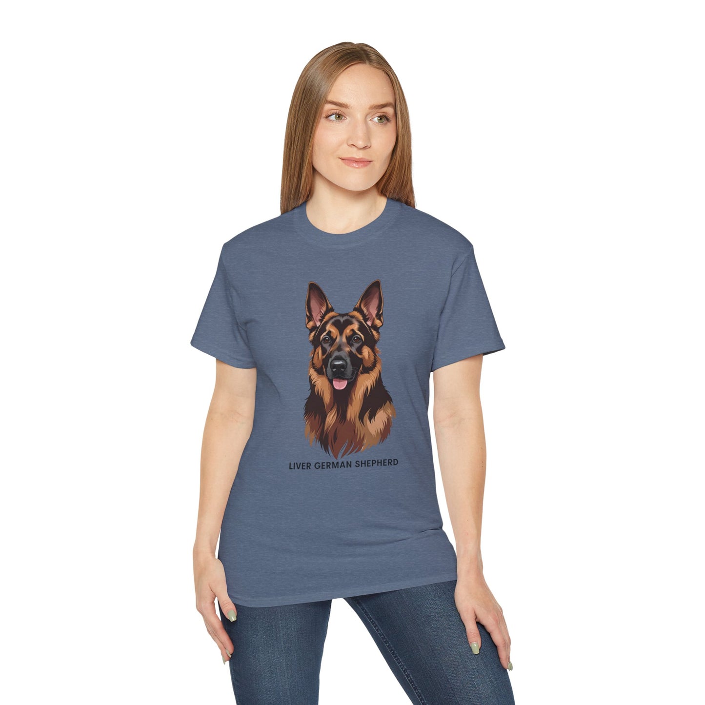 Liver German Shepherd Tee, Dog Lover Shirt, Pet Owner Gift, Animal Print T-Shirt, Unisex Graphic Tee, Birthday Present for Dog Lovers