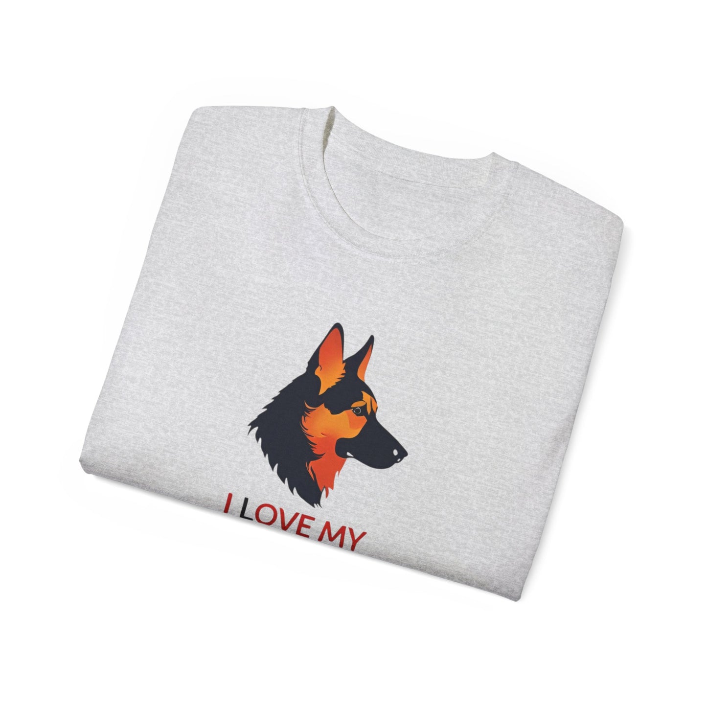 German Shepherd Lovers Unisex Ultra Cotton Tee - "I Love My German Shepherd", Dog Owner Gift, Canine Apparel, Pet Lover T-Shirt