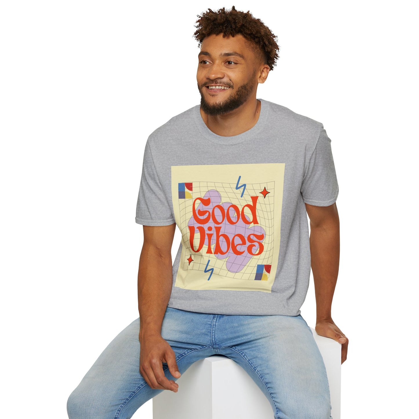Good Vibes Unisex Softstyle T-Shirt, Relaxed Fit Tee, Casual Wear, Gift Idea, Positive Quotes, Everyday Comfort, Summer Fashion