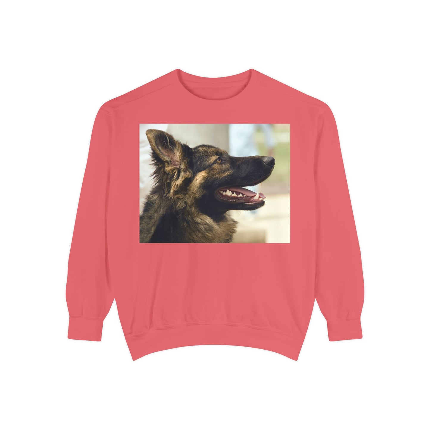 Unisex Dog Lover Sweatshirt With Close Up of Working German Shepherd Mouth Opened