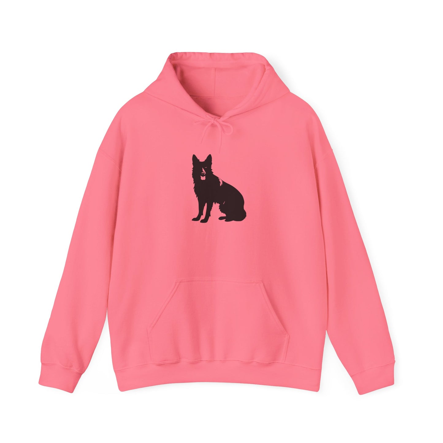 A Unisex Dog Lover Hoodie With Black German Shepherd Leaving His Tongue Out Sloppy Sitting