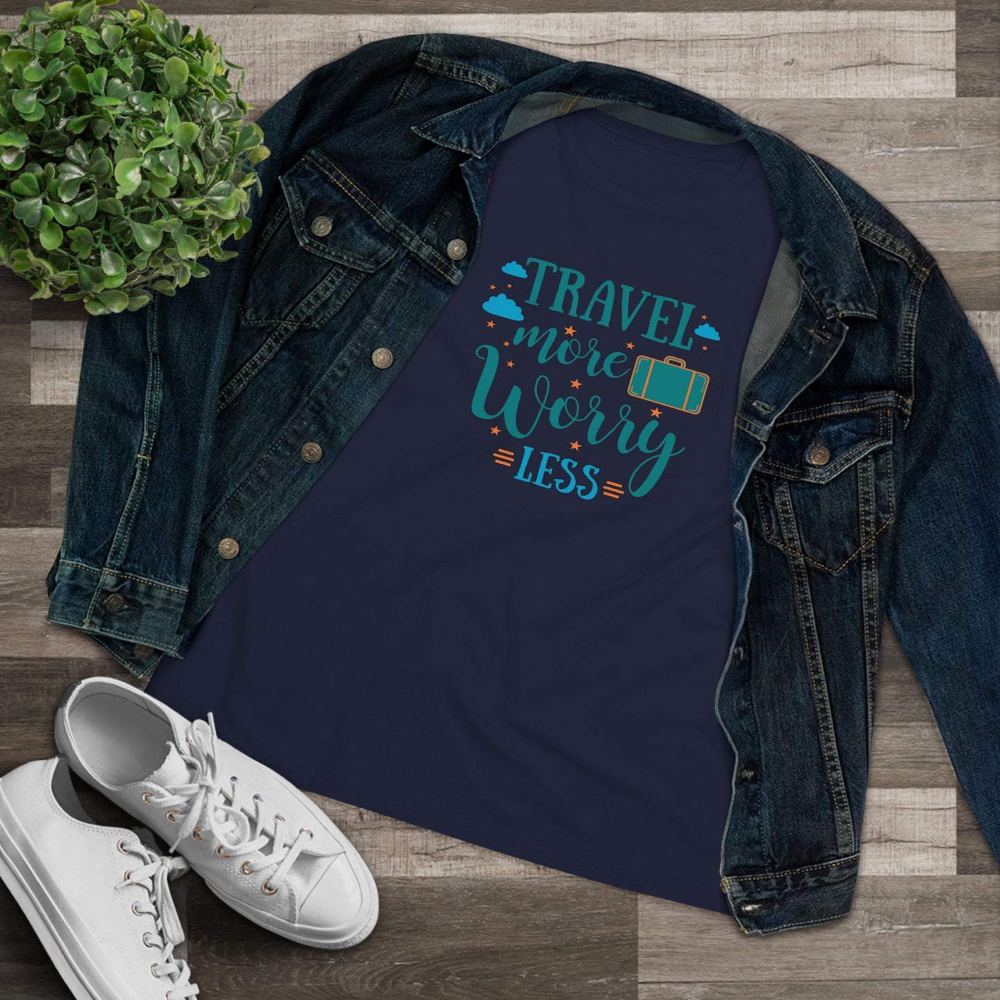 Travel More Worry Less Women's Cotton Tee, Travel Shirt, Vacation Top, Adventure Tee, Gift for Travelers
