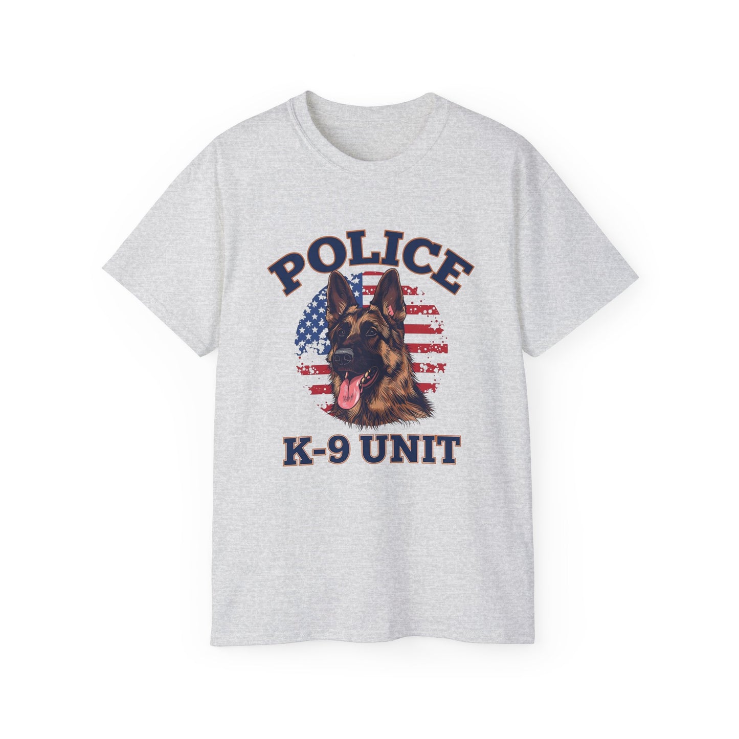 Patriotic Police K-9 Unit Tee for Dog Lovers, Unisex Cotton T-Shirt, Dog Handler Gift, Gifts for Law Enforcement