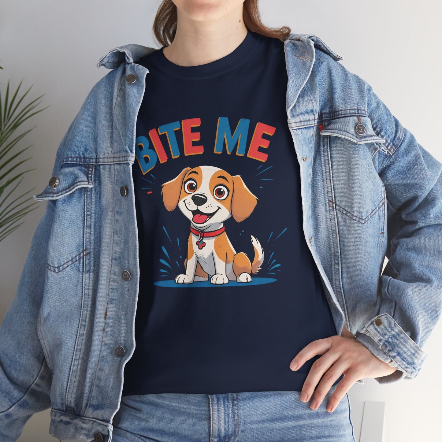 Playful Dog Lover Tee, Bite Me Unisex Cotton T-Shirt for Dog Trainers, Funny Gift for Dog Lovers, Cute Dog Apparel