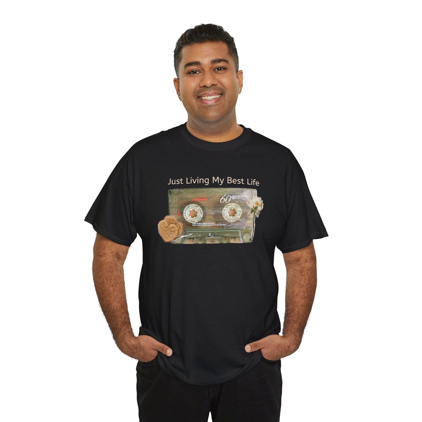 Just Living My Best Life Tee, Vintage Cassette T-Shirt, Casual Wear, Gift for Friends, Music Lover's Apparel