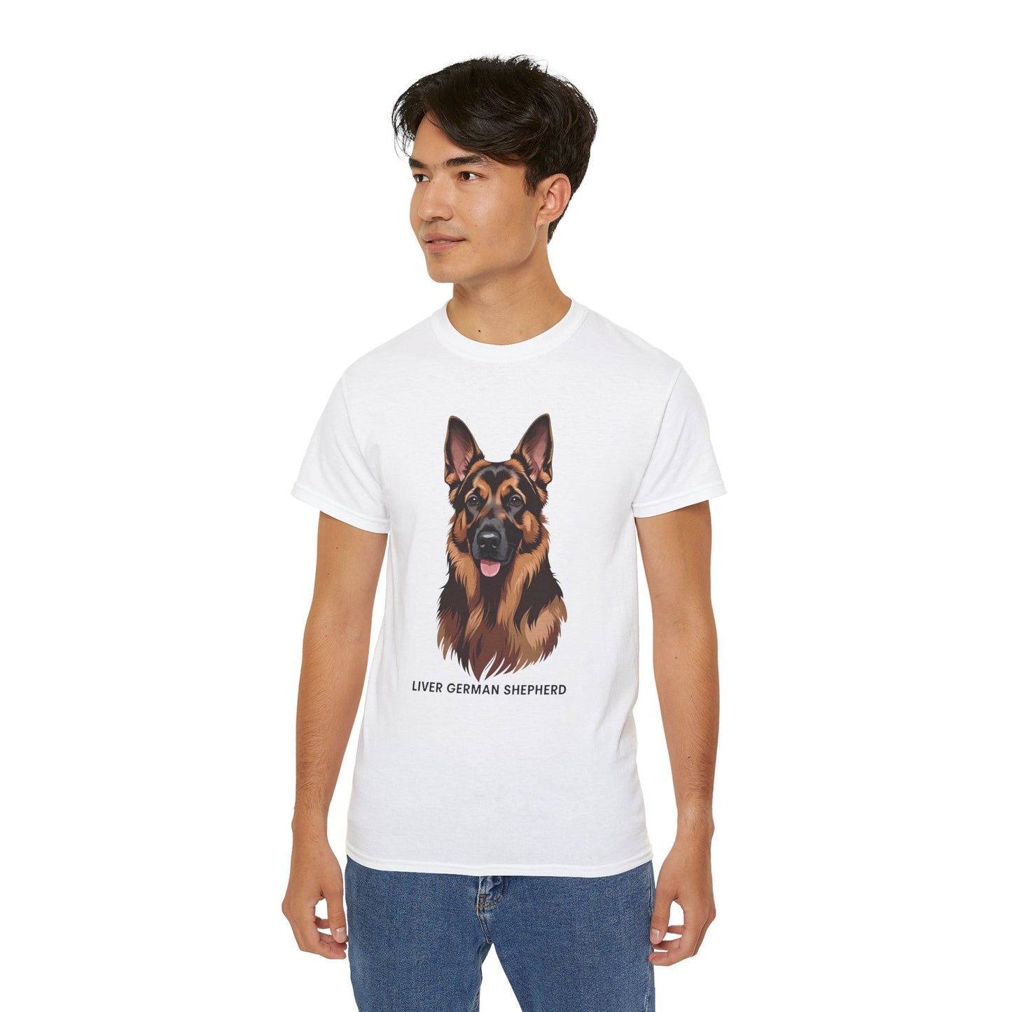 Liver German Shepherd Tee, Dog Lover Shirt, Pet Owner Gift, Animal Print T-Shirt, Unisex Graphic Tee, Birthday Present for Dog Lovers