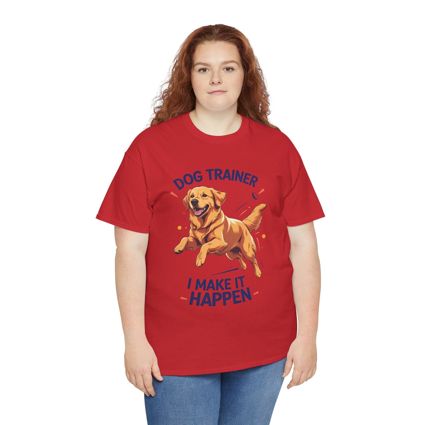 Dog Trainer Unisex Heavy Cotton Tee - I Make It Happen, Golden Retriever, Training Sessions, Gifts, Casual Wear, Animal Enthusiasts