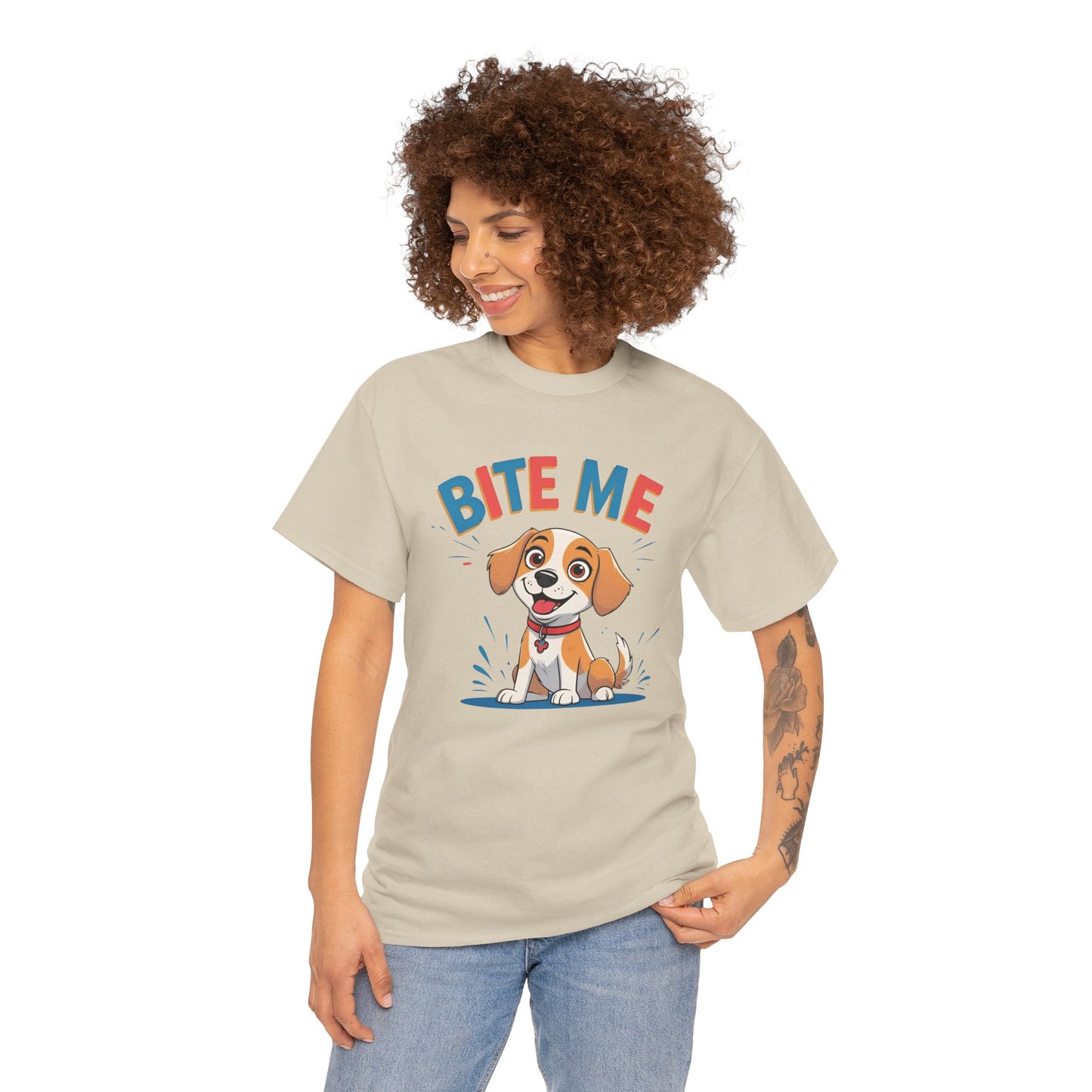Playful Dog Lover Tee, Bite Me Unisex Cotton T-Shirt for Dog Trainers, Funny Gift for Dog Lovers, Cute Dog Apparel