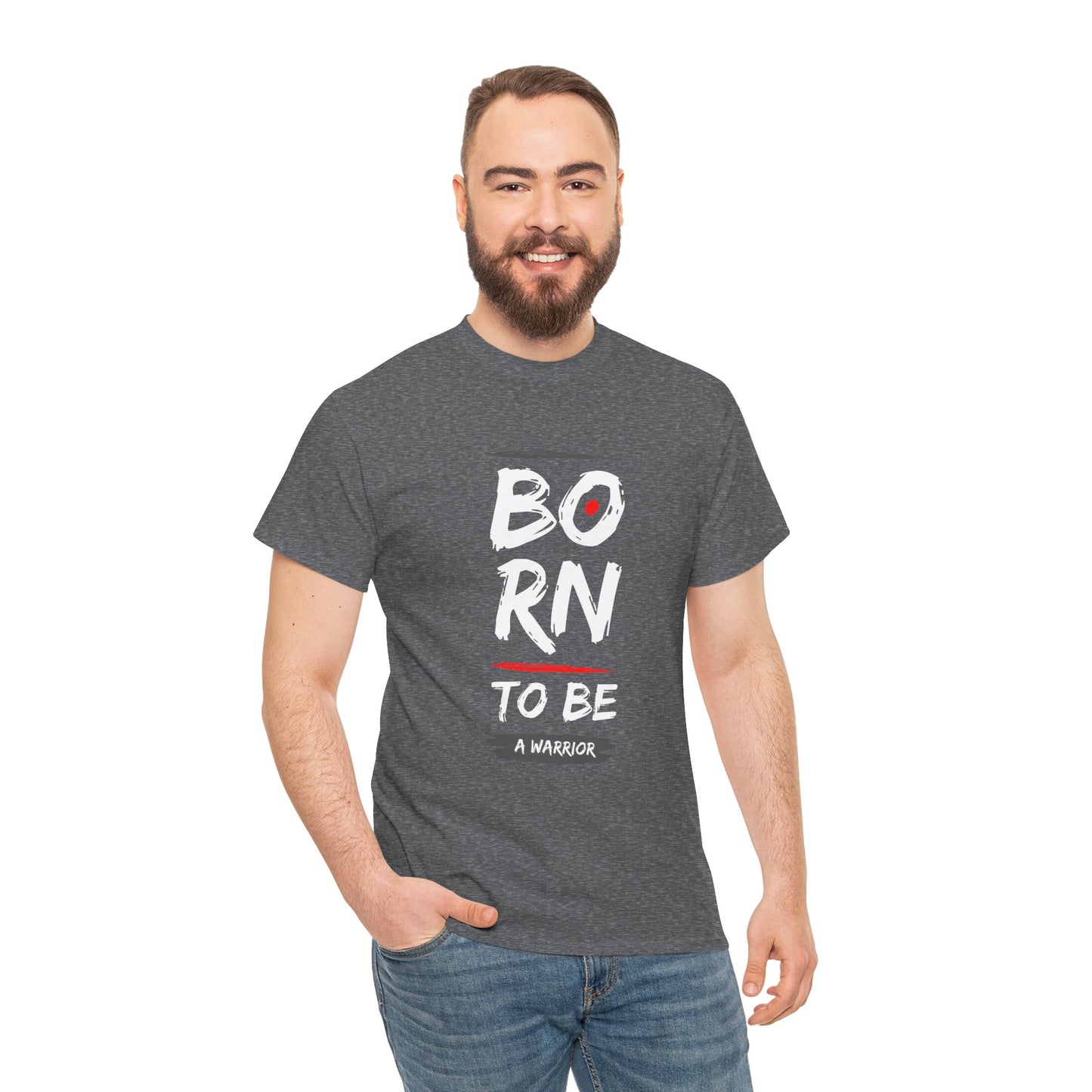 Born to Be a Warrior Unisex Heavy Cotton Tee, Inspirational Shirt for Veterans, Motivational Gift, Fitness Apparel, Casual Wear