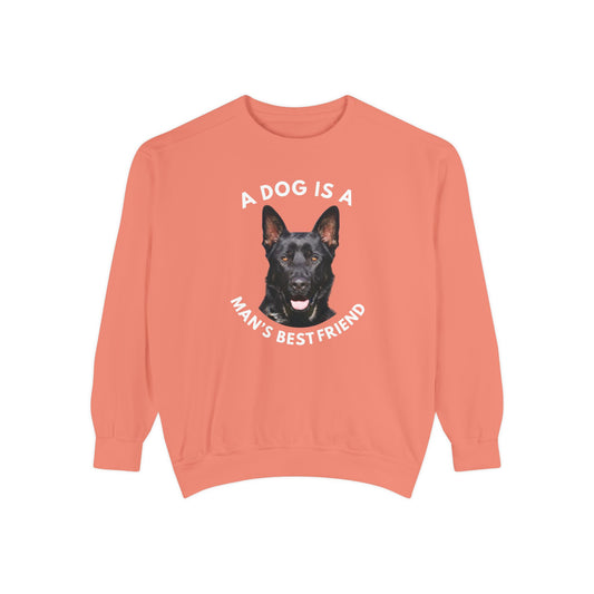 Unisex Dog Lover Sweatshirt With Close Up of German Shepherd and Caption A Dog Is A Man's Best Friend