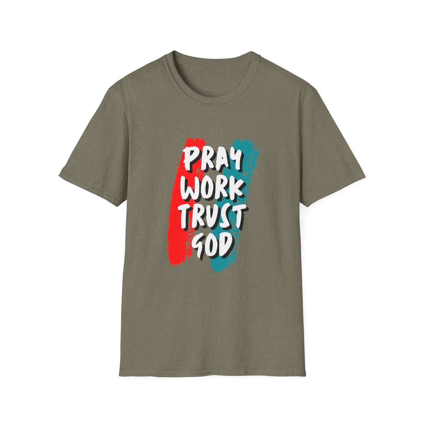 Inspiration Unisex T-Shirt - Pray, Work, Trust God, Motivational Tee, Faith-Based Apparel, Casual Wear, Gift for Believers, Christian Clothing