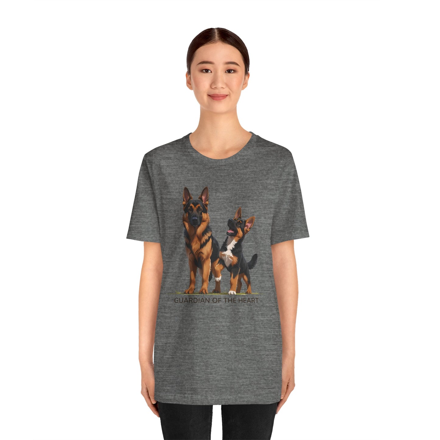 German Shepherd and Puppy Tee - Guardian of the Heart, Gifting for Pet Owners, Cute Graphic Shirt, Perfect for Birthdays, Dog-Themed Apparel