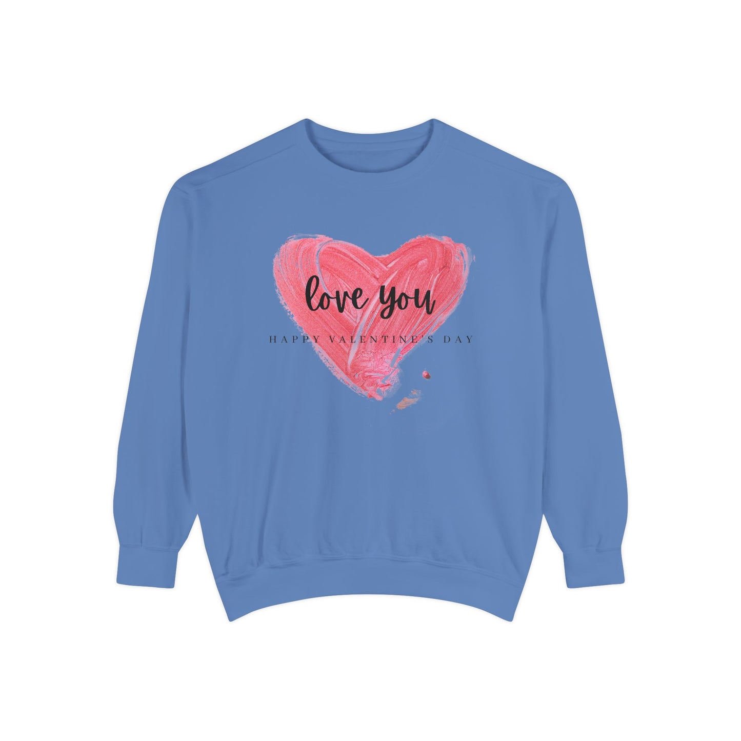 Unisex Valentine's Day Sweatshirt With Brush Art of Red Heart and Caption Love You Inside
