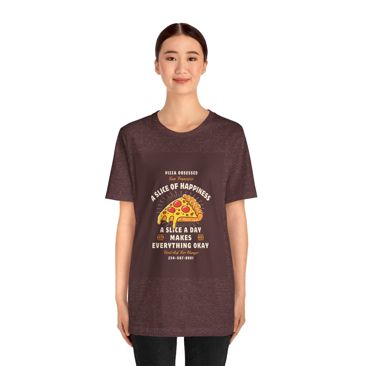 Pizza Lover's Happiness Tee, Fun Unisex T-Shirt, Casual Wear, Gift for Foodies, Pizza Party Attire, Comfortable Daily Shirt