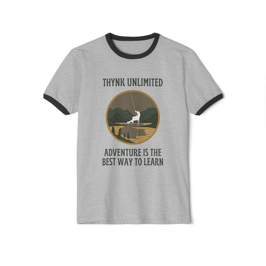 Unisex Adventure Ringer T-Shirt - Think Unlimited Casual Wear, Gift for Travelers, Nature Lovers, Unique Graphic Tee