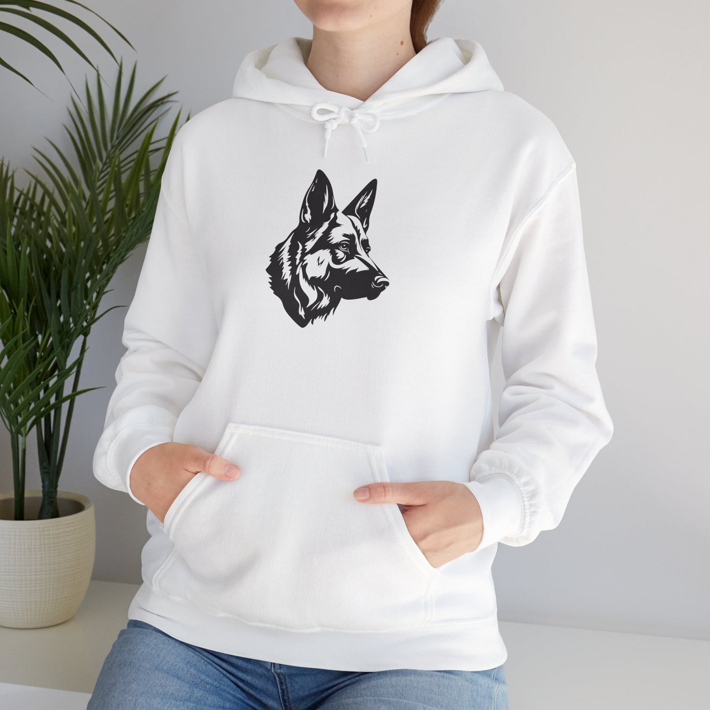 Unisex Dog Lover Hoodie With a Close Up Graphic of Black and White German Shepherd