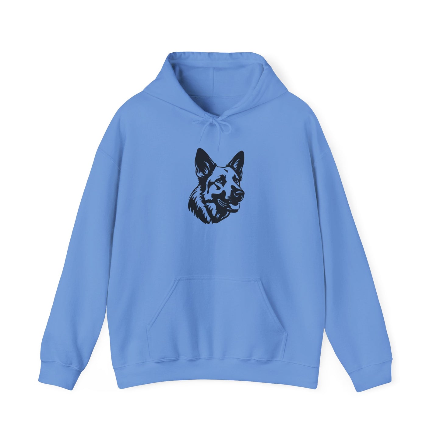 Unisex Dog Lover Hoodie With a Close Up Graphic of Black and White German Shepherd Mouth Opened