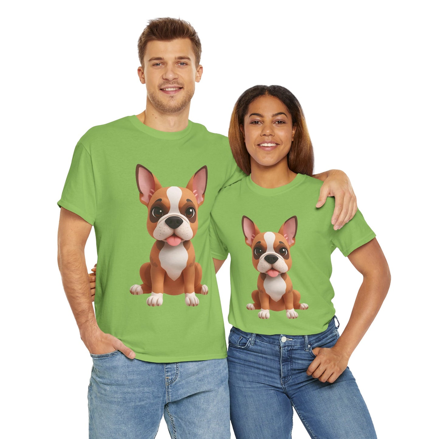 Cute 3D French Bulldog T-Shirt Unisex Heavy Cotton Tee, Dog Lover Gift