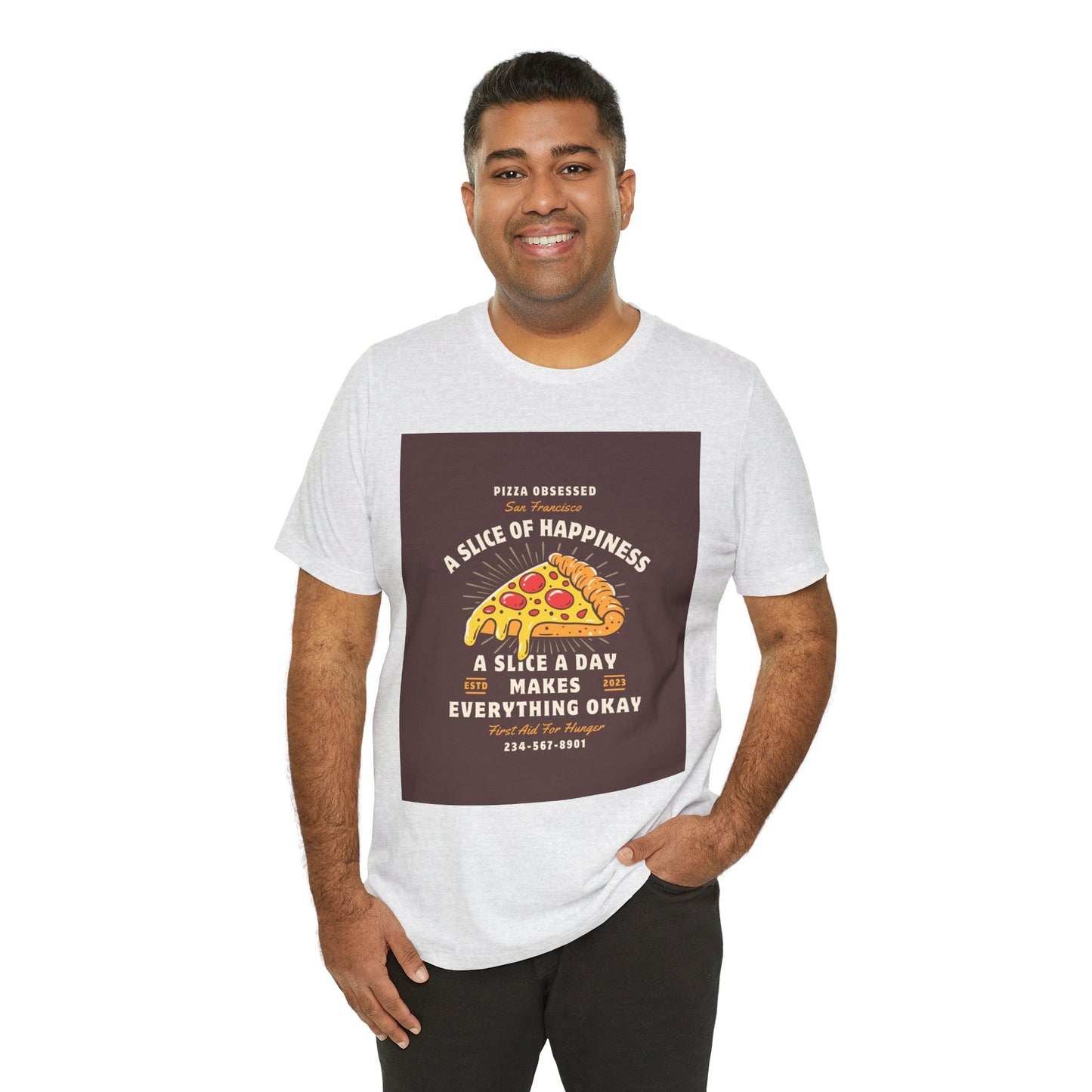 Pizza Lover's Happiness Tee, Fun Unisex T-Shirt, Casual Wear, Gift for Foodies, Pizza Party Attire, Comfortable Daily Shirt