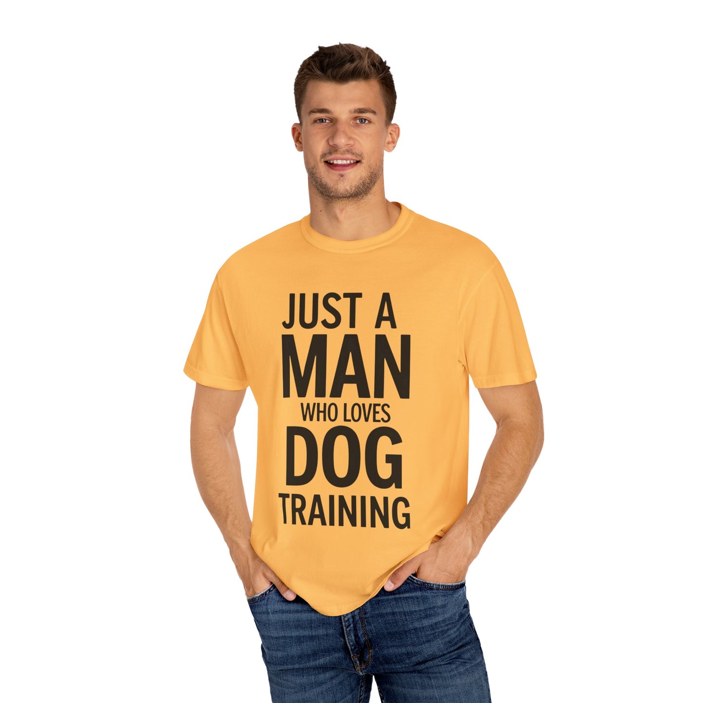 Dog Training Enthusiast T-Shirt - Just a Man Who Loves Dog Training, Pet Lover Gift, Casual Comfort Wear, Dog Owner Apparel, Gift for Dog Lovers