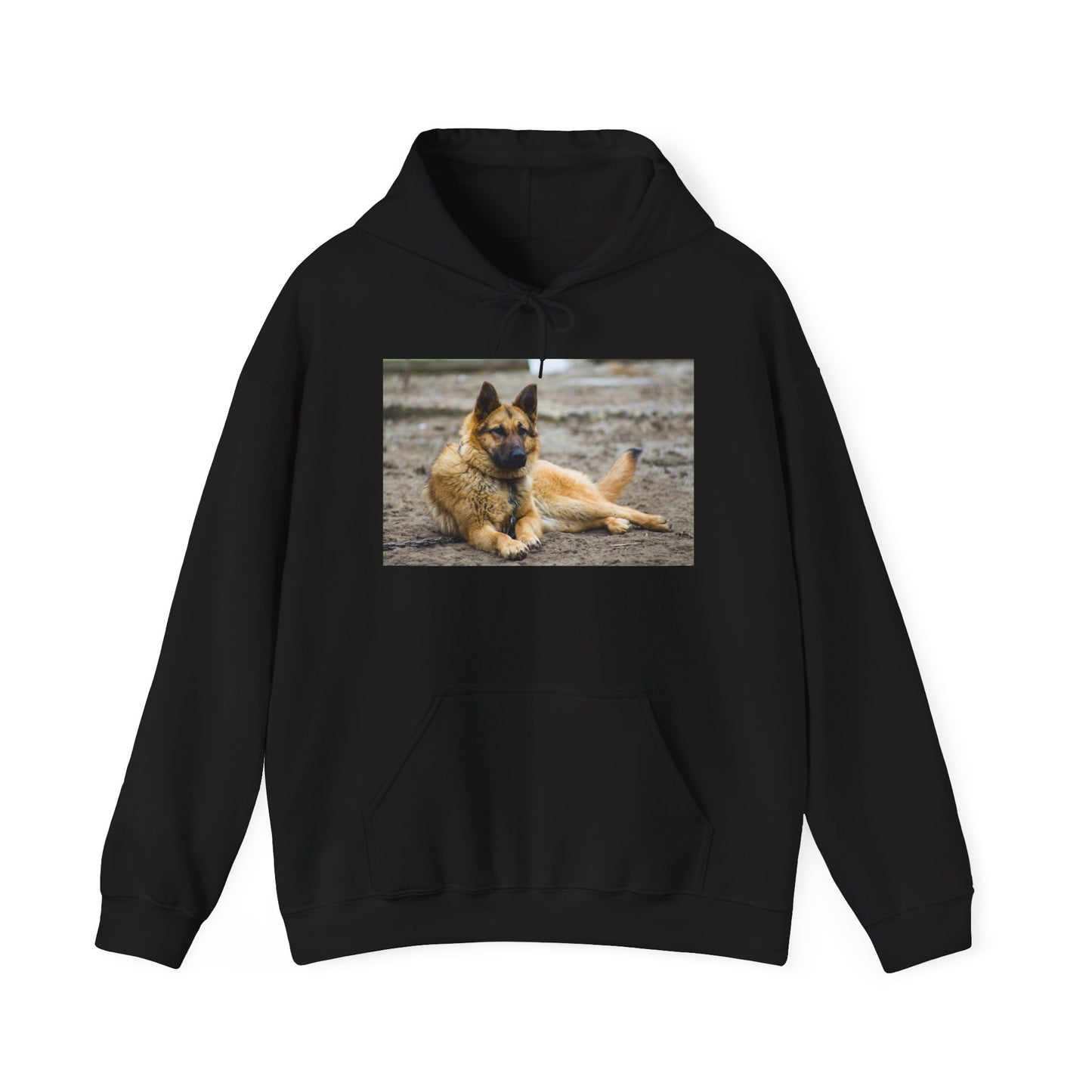 Unisex Hoodie With a Beautiful Tan German Shepherd Lying on the Ground