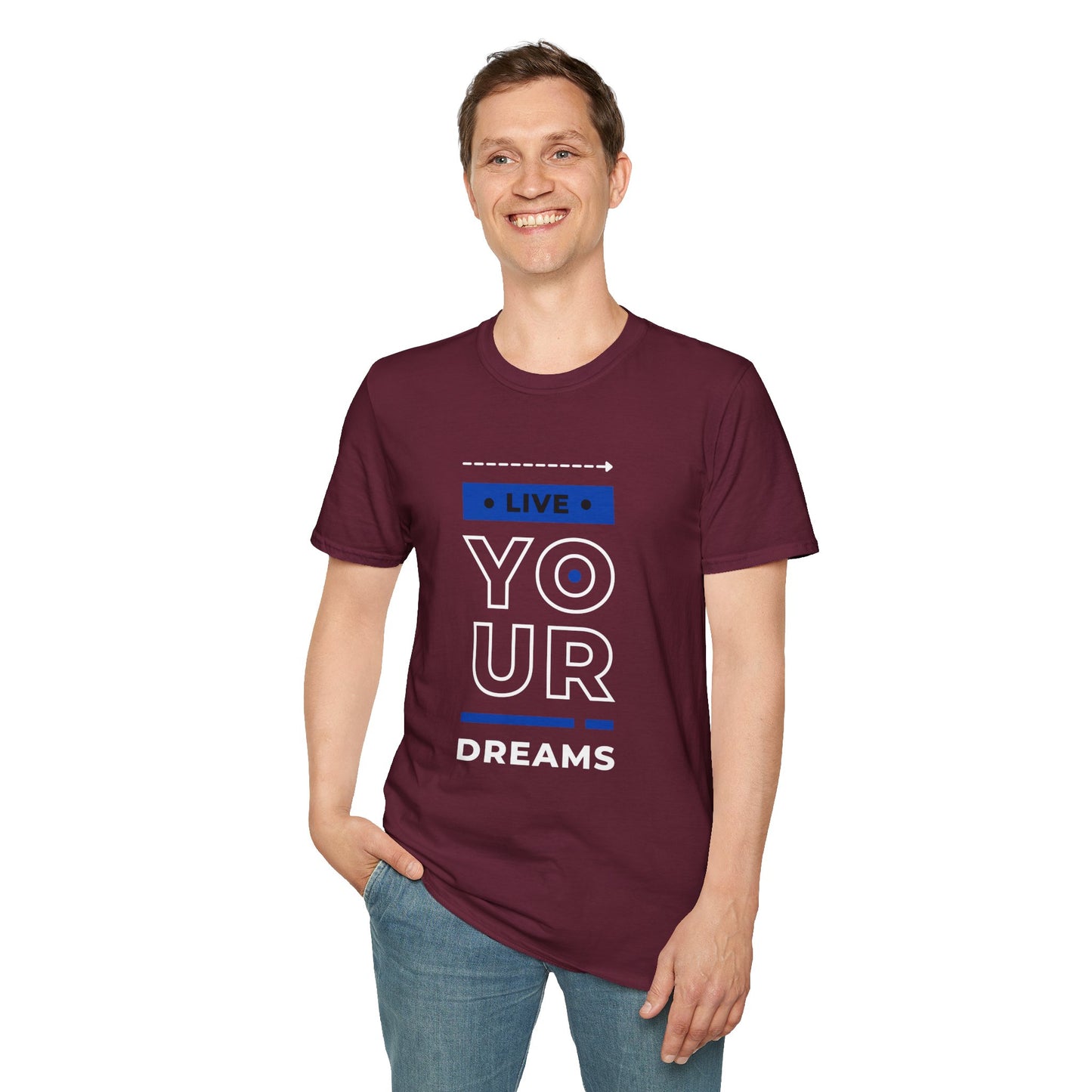 Live Your Dreams Unisex Softstyle T-Shirt, Inspirational Tee, Motivational Gift, Casual Wear, Daily Reminder, Empowerment Top
