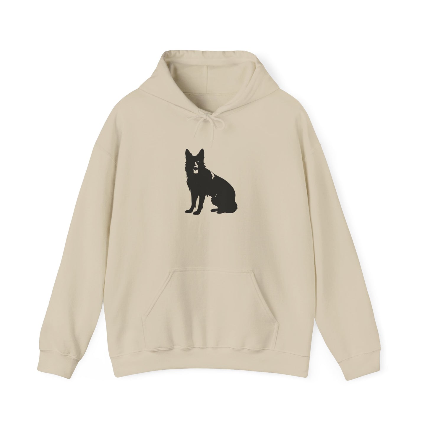 A Unisex Dog Lover Hoodie With Black German Shepherd Leaving His Tongue Out Sloppy Sitting