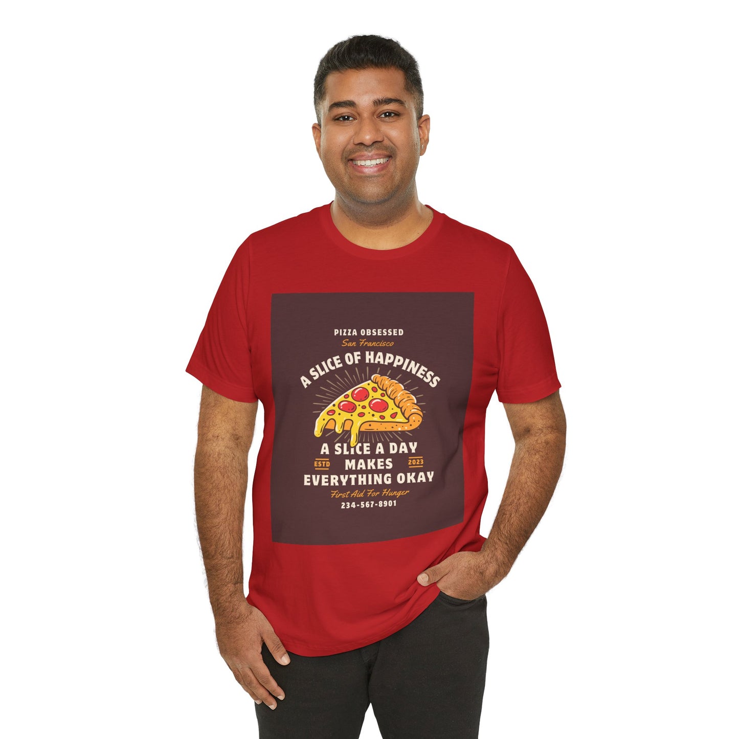 Pizza Lover's Happiness Tee, Fun Unisex T-Shirt, Casual Wear, Gift for Foodies, Pizza Party Attire, Comfortable Daily Shirt