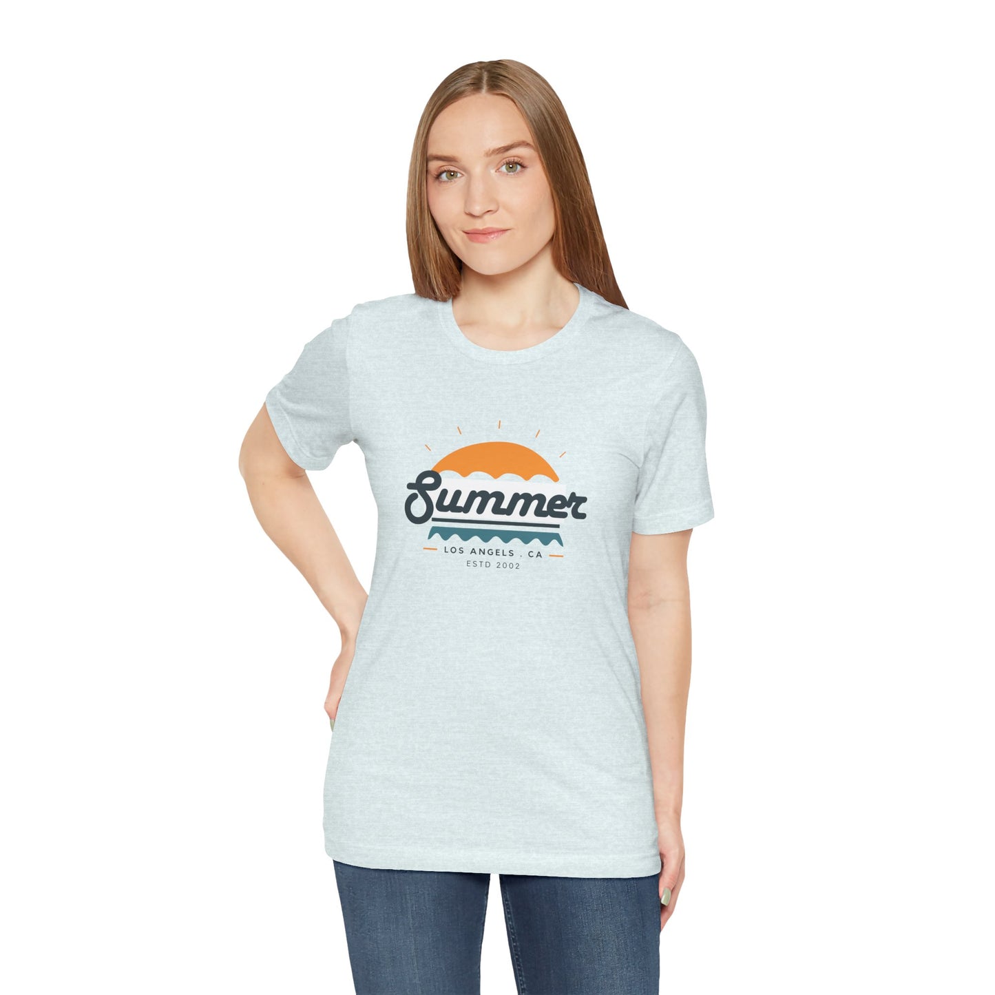 Summer Vibes Unisex Jersey Short Sleeve Tee, Beach Shirt, Casual Summer Wear, Gift for Friends, Coastal Adventure Top, LA Style Tee