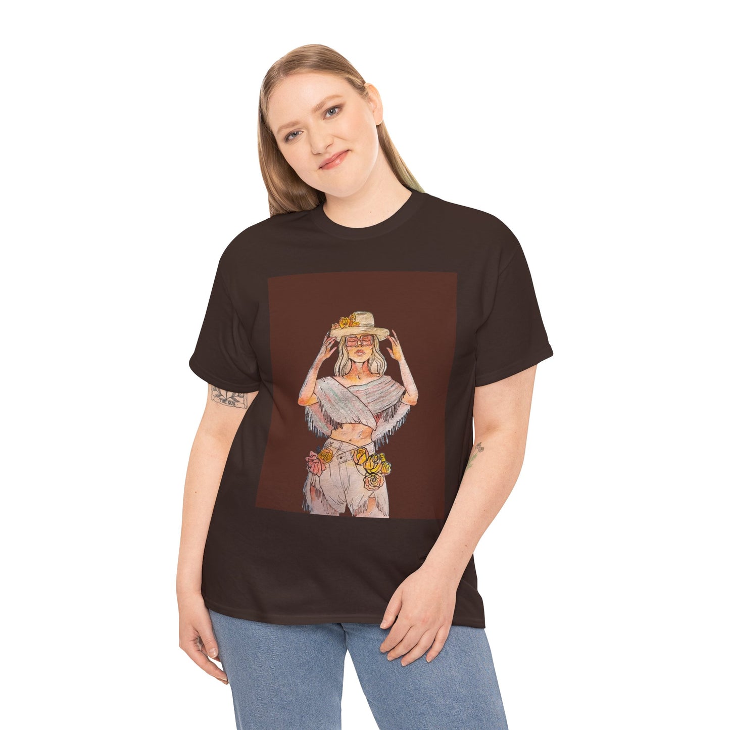 Bohemian Vibes Unisex Heavy Cotton Vintage Tee, Casual Wear, Summer Style Shirt, Gift for Her, Festival Outfit, Art-Inspired Apparel