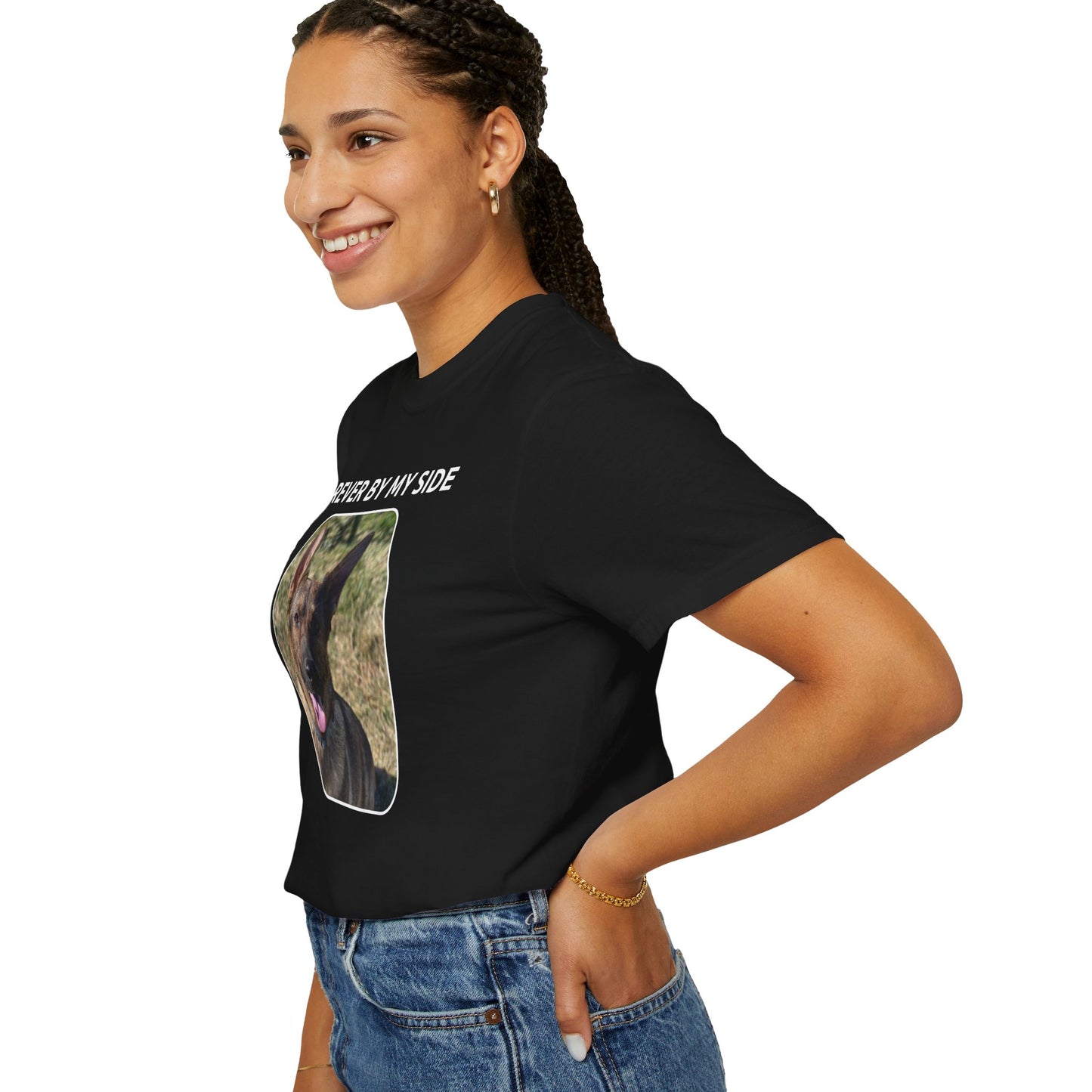 Unisex Dog Lover T-Shirt With Sable German Shepherd and Caption Forever By My Side