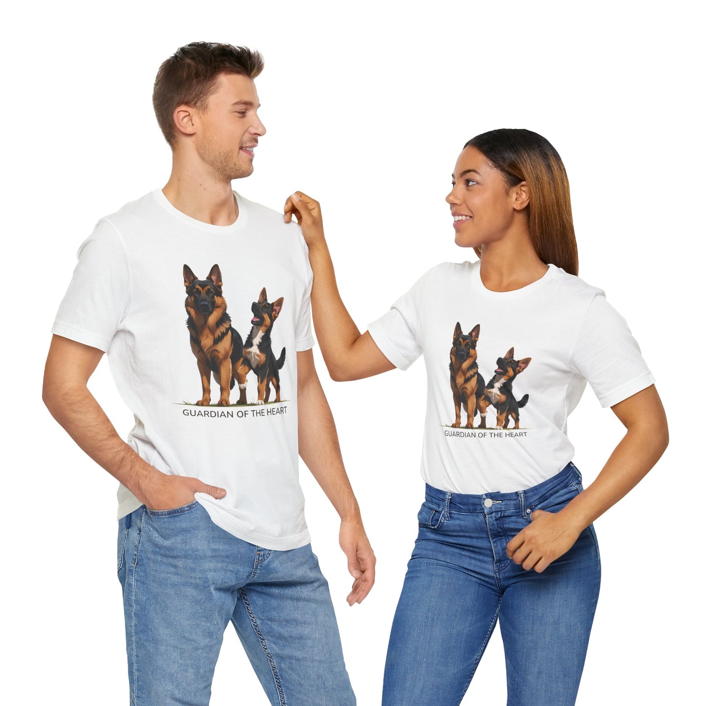 German Shepherd and Puppy Tee - Guardian of the Heart, Gifting for Pet Owners, Cute Graphic Shirt, Perfect for Birthdays, Dog-Themed Apparel