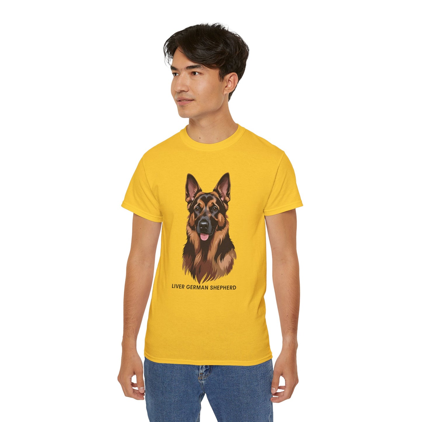 Liver German Shepherd Tee, Dog Lover Shirt, Pet Owner Gift, Animal Print T-Shirt, Unisex Graphic Tee, Birthday Present for Dog Lovers