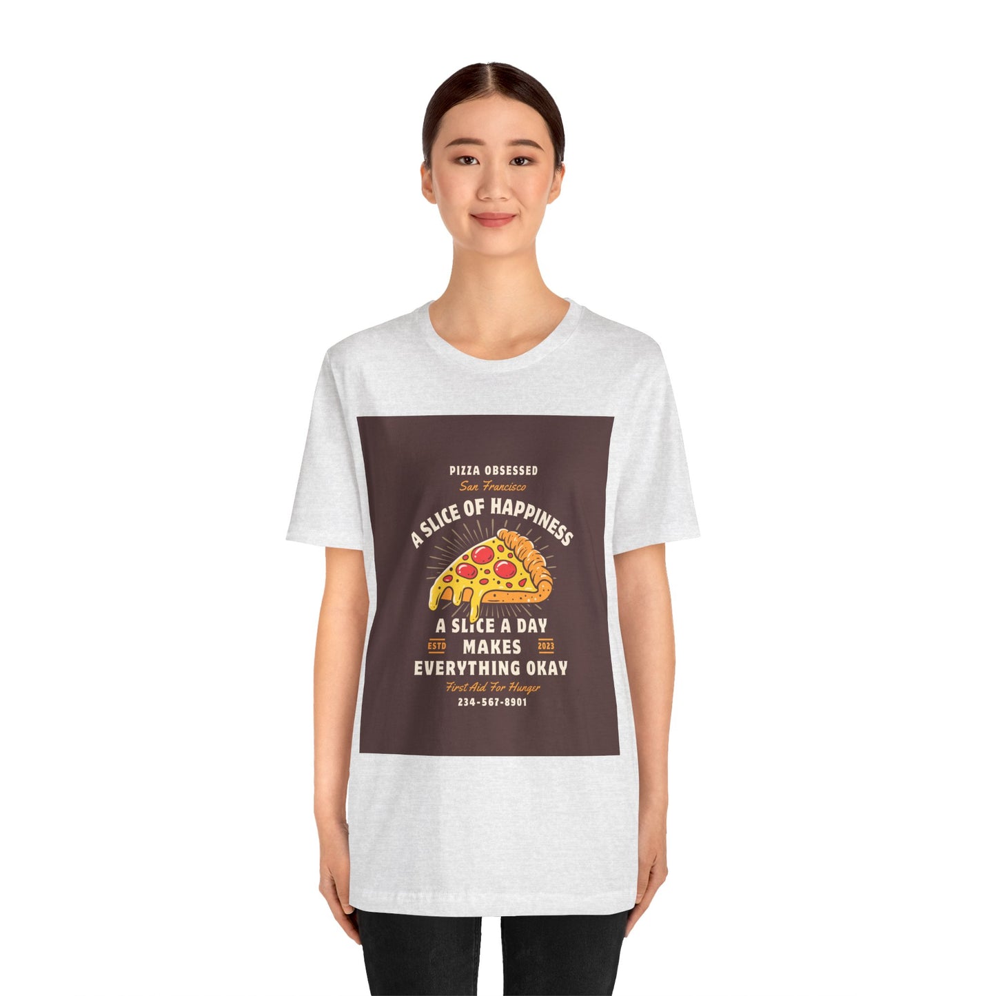 Pizza Lover's Happiness Tee, Fun Unisex T-Shirt, Casual Wear, Gift for Foodies, Pizza Party Attire, Comfortable Daily Shirt