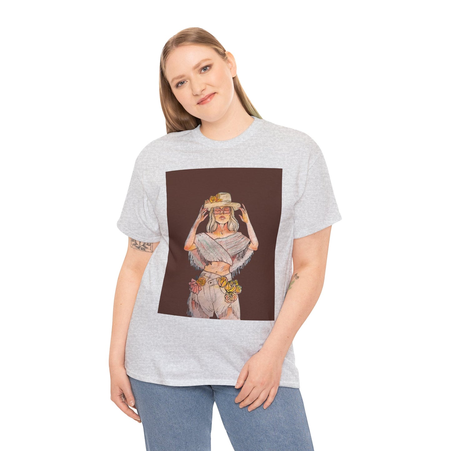 Bohemian Vibes Unisex Heavy Cotton Vintage Tee, Casual Wear, Summer Style Shirt, Gift for Her, Festival Outfit, Art-Inspired Apparel