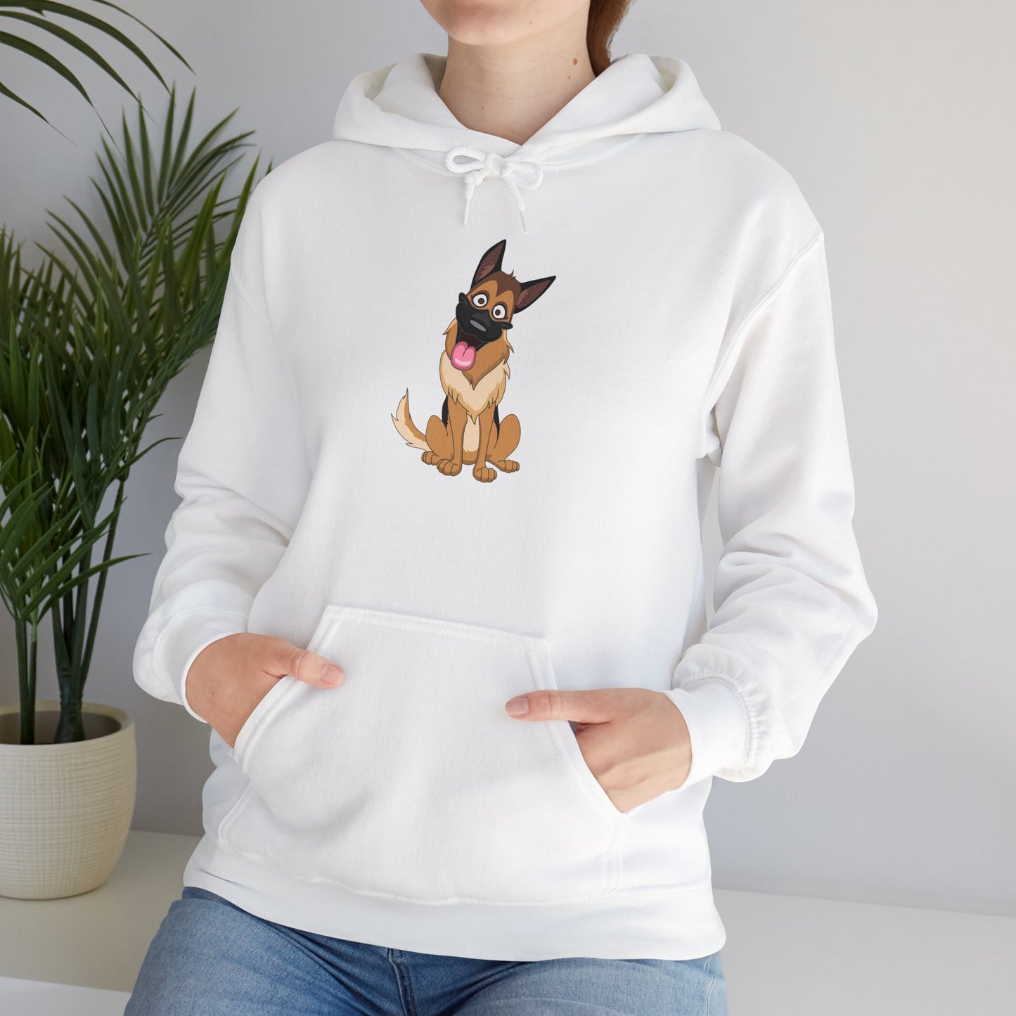 Unisex Dog Lover Hoodie With Cute Funny German Shepherd Cartoon