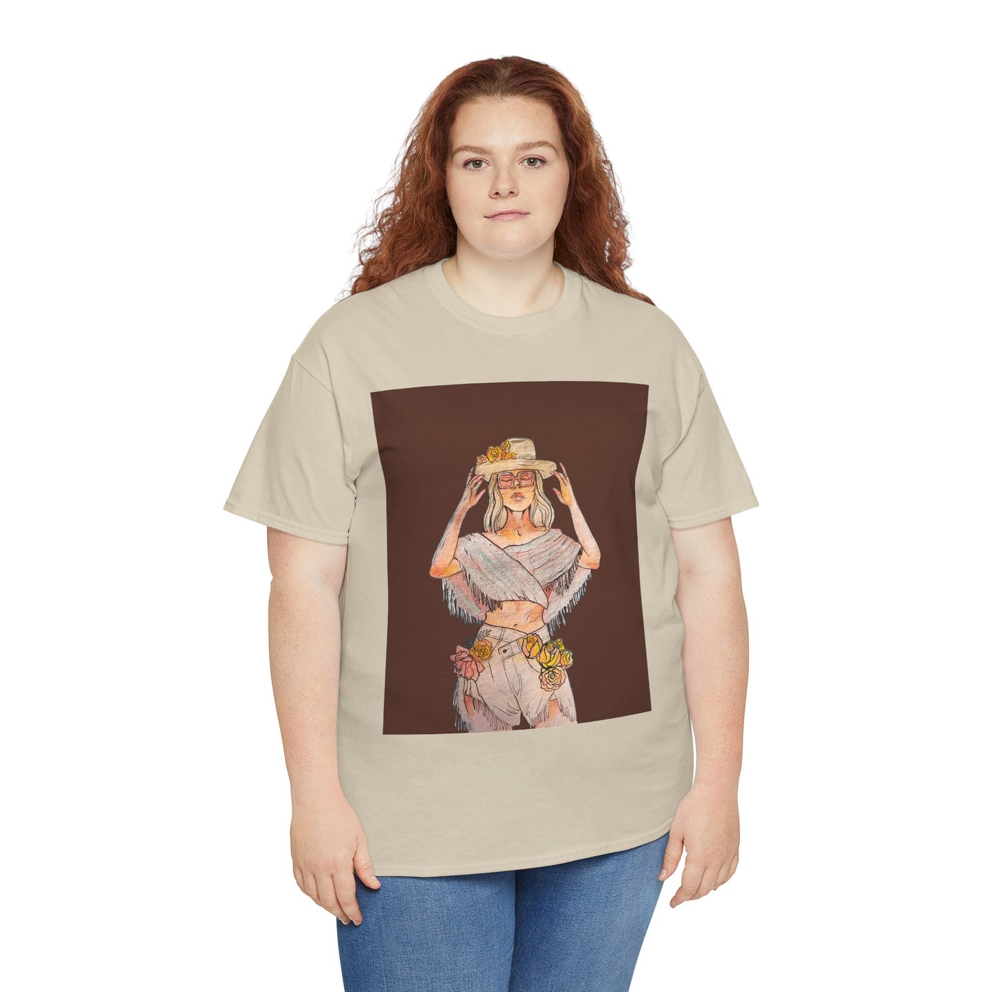 Bohemian Vibes Unisex Heavy Cotton Vintage Tee, Casual Wear, Summer Style Shirt, Gift for Her, Festival Outfit, Art-Inspired Apparel