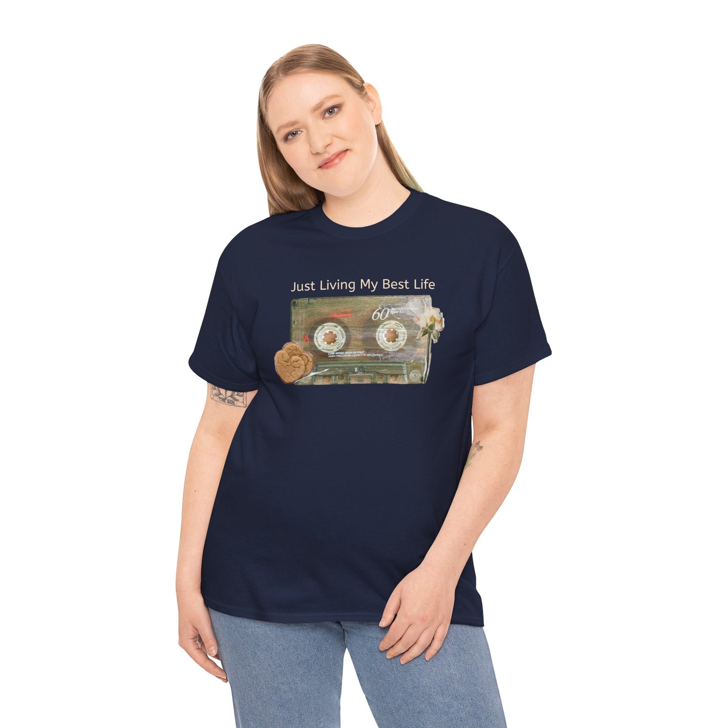 Just Living My Best Life Tee, Vintage Cassette T-Shirt, Casual Wear, Gift for Friends, Music Lover's Apparel