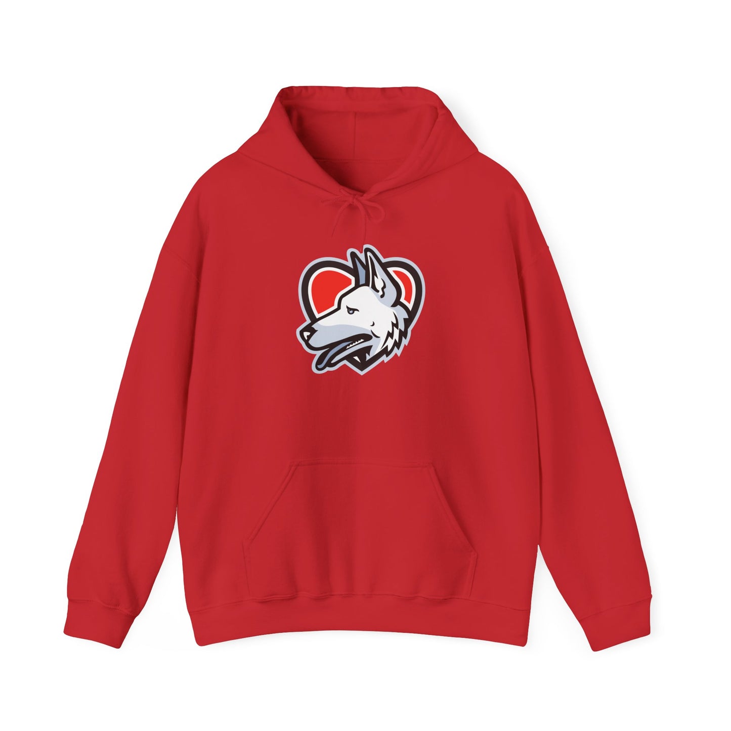 Unisex Dog Lover Hoodie With a Close Up Graphic of German Shepherd Placed Inside Red Heart