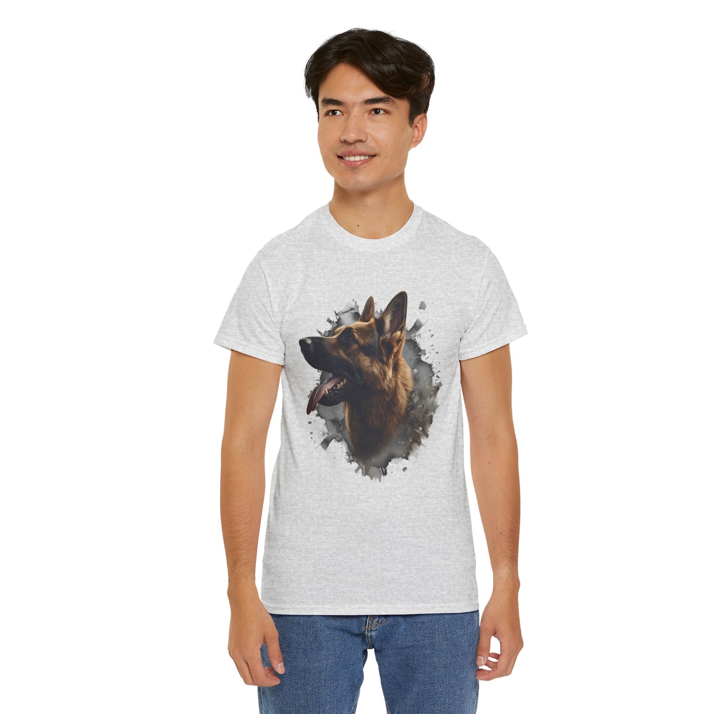 German Shepherd Lover Tee With 3D Design, Unisex Cotton Shirt, Dog T-Shirt, Pet Lovers Gift, Animal Enthusiast Apparel