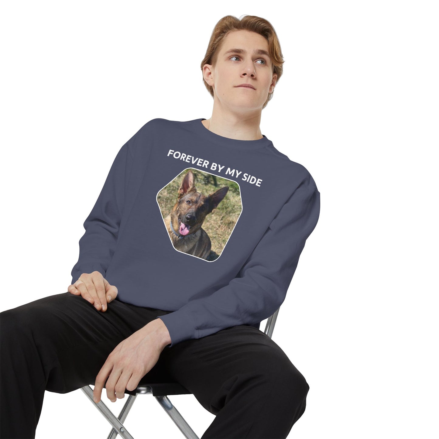 Unisex Dog Lover Sweatshirt With a Sable German Shepherd and Caption Forever By My Side