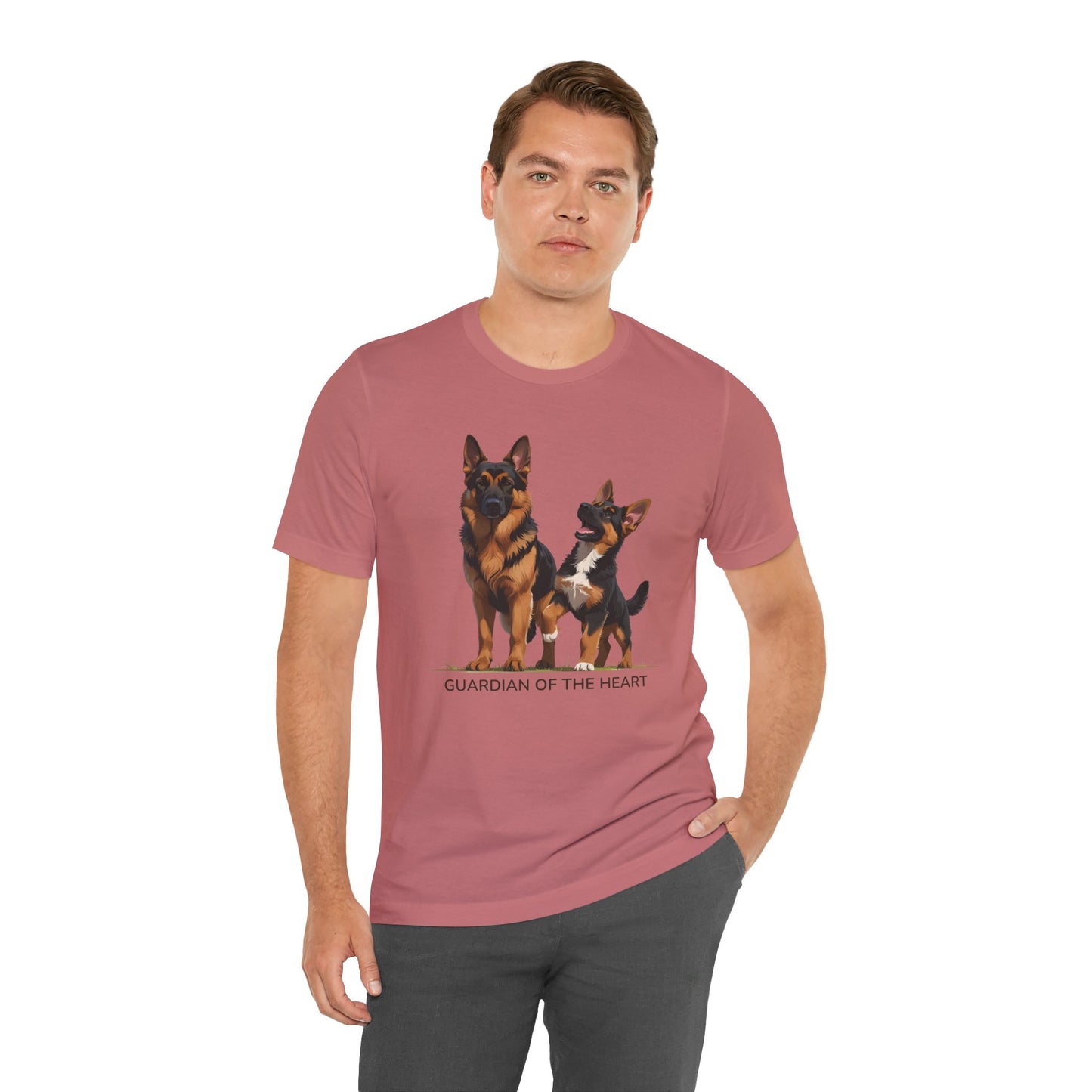 German Shepherd and Puppy Tee - Guardian of the Heart, Gifting for Pet Owners, Cute Graphic Shirt, Perfect for Birthdays, Dog-Themed Apparel