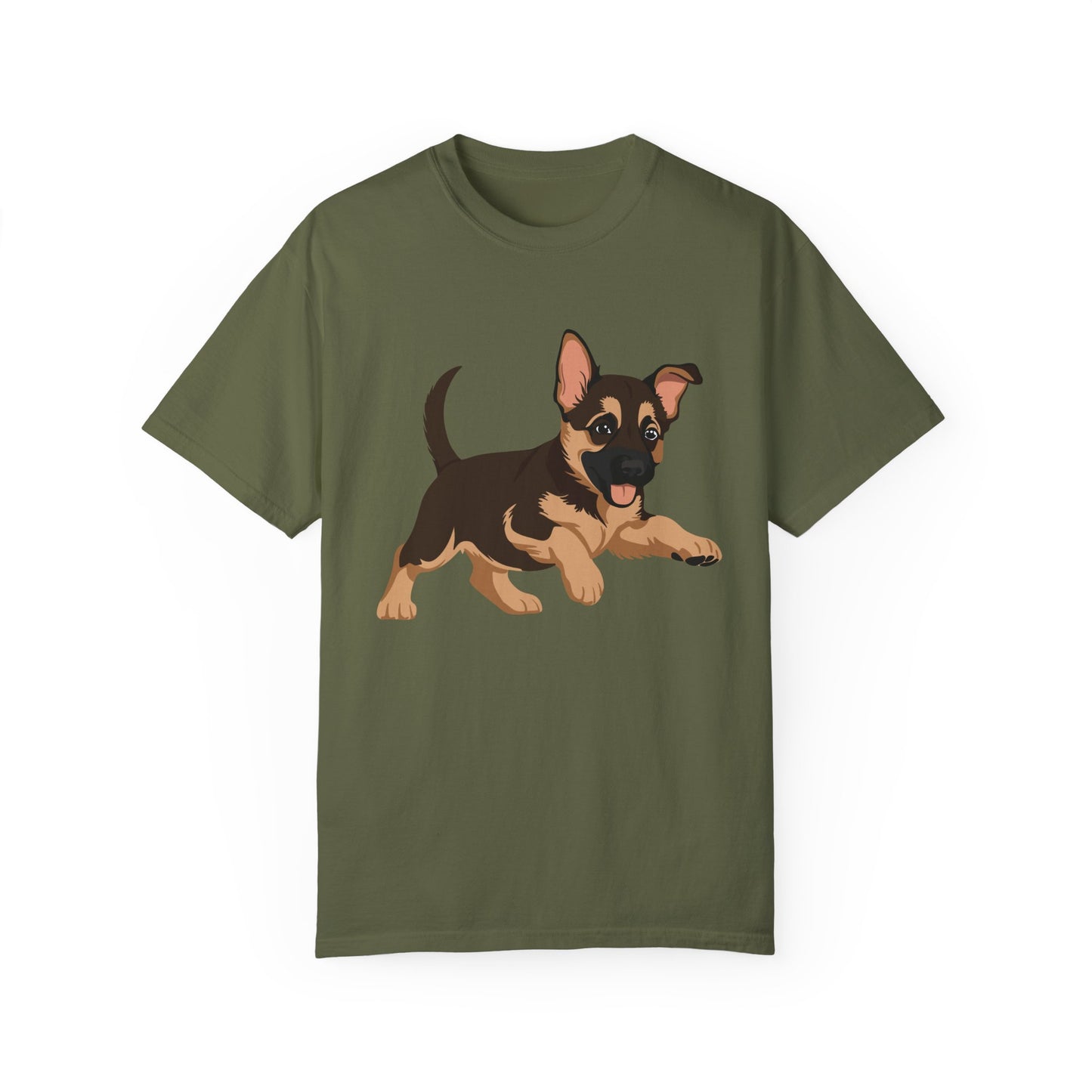 Unisex Dog Lover T-Shirt With a Graphic of Cute Playing German Shepherd Puppy