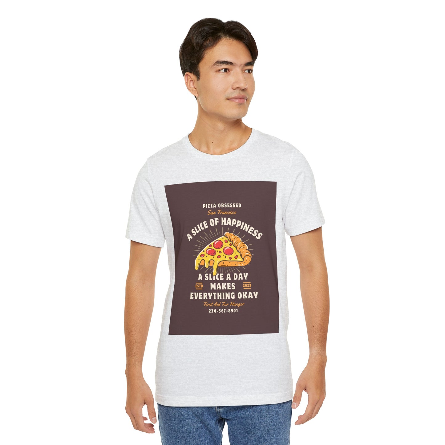 Pizza Lover's Happiness Tee, Fun Unisex T-Shirt, Casual Wear, Gift for Foodies, Pizza Party Attire, Comfortable Daily Shirt