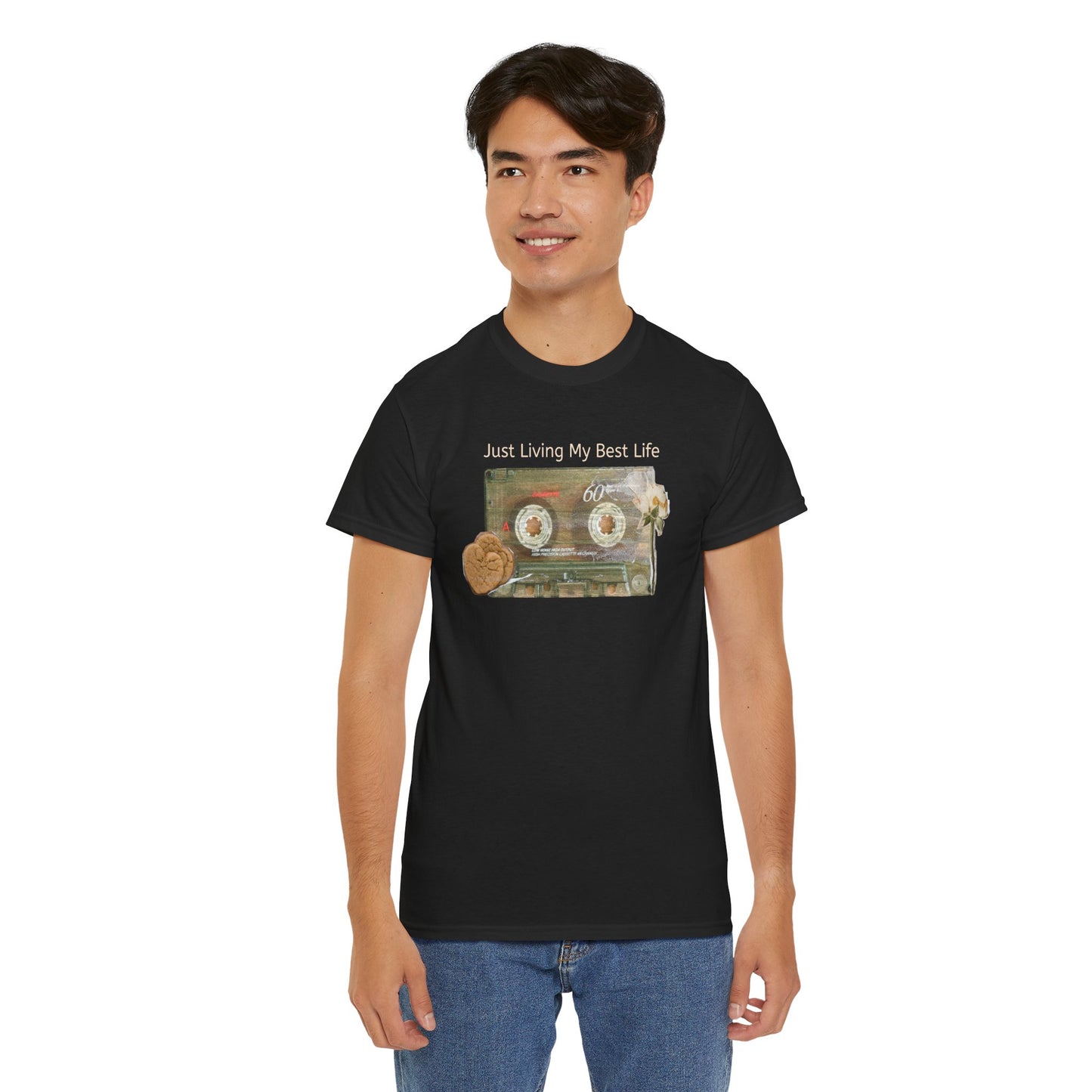 Just Living My Best Life Tee, Vintage Cassette T-Shirt, Casual Wear, Gift for Friends, Music Lover's Apparel
