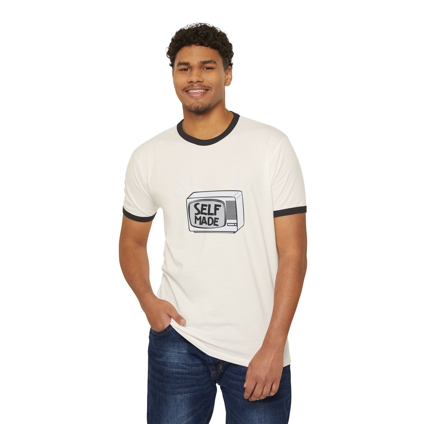 Self Made Unisex Cotton Ringer T-Shirt | Vintage Style Tee, Motivational Gift, Casual Wear, Entrepreneurship Shirt, Everyday Comfort