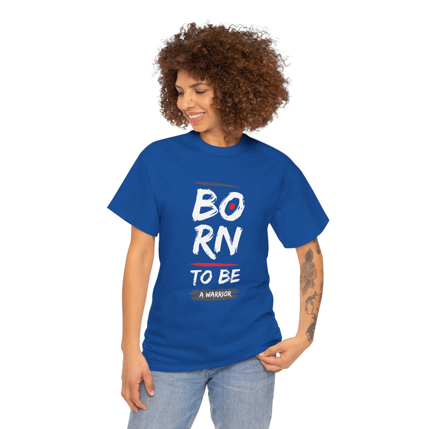 Born to Be a Warrior Unisex Heavy Cotton Tee, Inspirational Shirt for Veterans, Motivational Gift, Fitness Apparel, Casual Wear