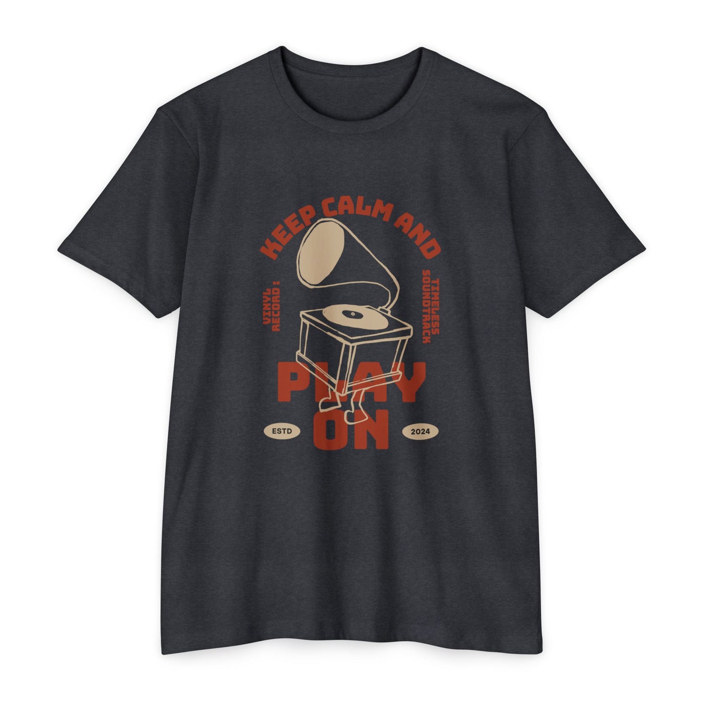 Retro Music Vibe T-Shirt, Unisex Tee, Gift for Music Lovers, Keep Calm and Play On Shirt, Casual Summer Wear, Music Themed Apparel